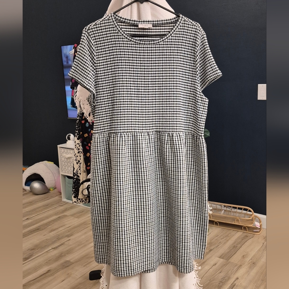 Loft Black and White Gingham Dress